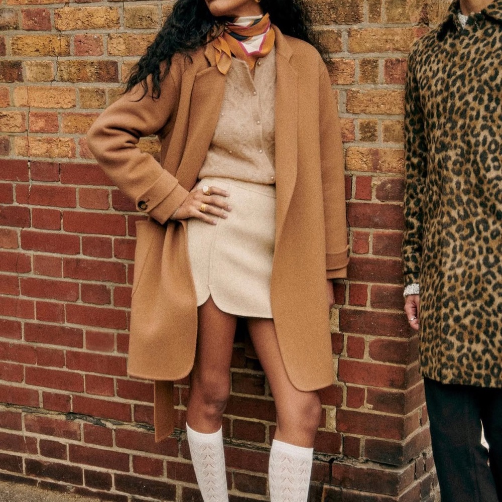 Sezane tania wool mini skirt